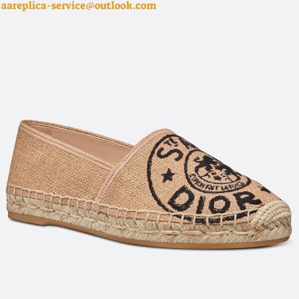 Replica Dior Granville Espadrilles In Beige Jute Canvas with Dior Union Motif 5