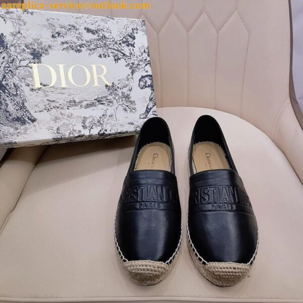 Replica Dior Granville Espadrilles In Black Embossed Lambskin 3