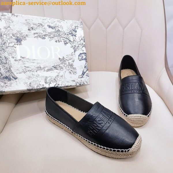 Replica Dior Granville Espadrilles In Black Embossed Lambskin 5