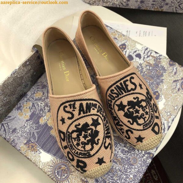 Replica Dior Granville Espadrilles In Beige Jute Canvas with Dior Union Motif 15