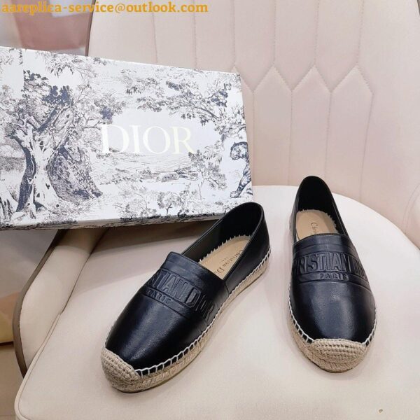 Replica Dior Granville Espadrilles In Black Embossed Lambskin 8