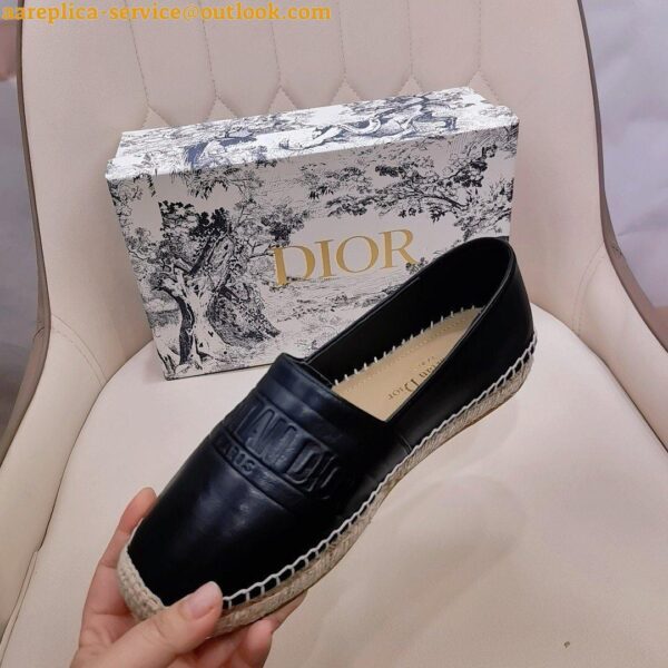 Replica Dior Granville Espadrilles In Black Embossed Lambskin 10