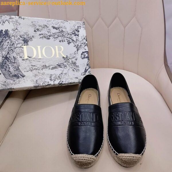 Replica Dior Granville Espadrilles In Black Embossed Lambskin 11