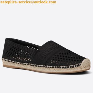 Replica Dior Granville Espadrilles In Black Mesh Embroidery