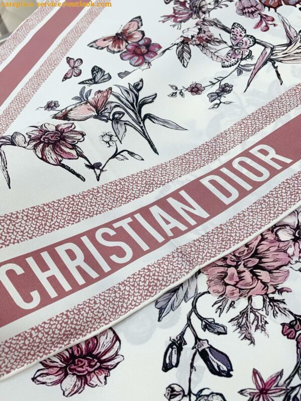 Replica Dior Toile de Jouy Mexico 90 Square Scarf in Pink and White Silk 3