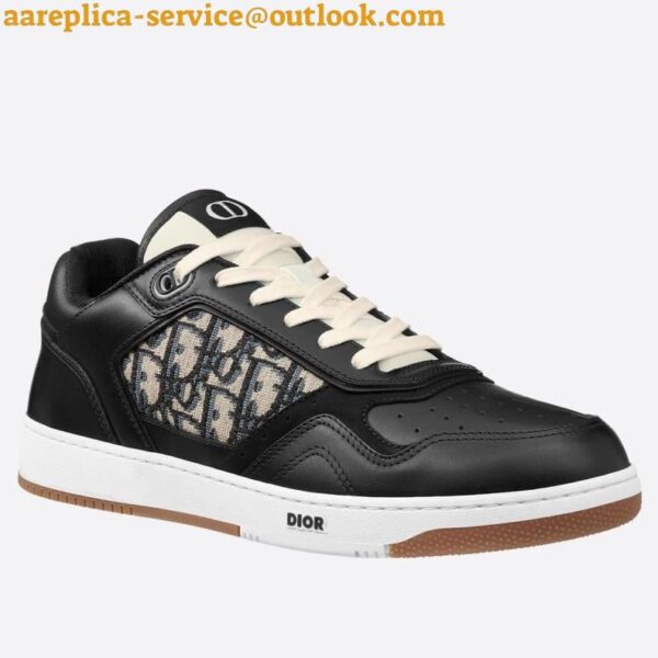 Replica Dior Men's B27 World Tour Sneakers In Black Leather 2