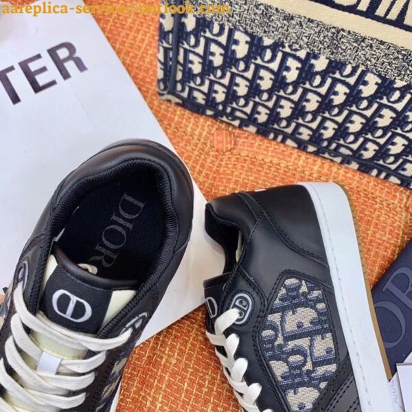 Replica Dior Men's B27 World Tour Sneakers In Black Leather 4