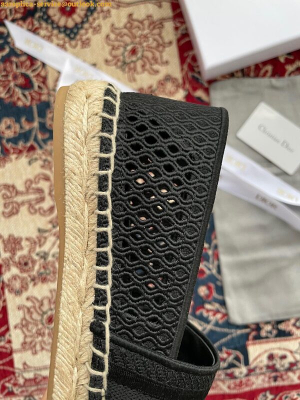 Replica Dior Granville Espadrilles In Black Mesh Embroidery 9