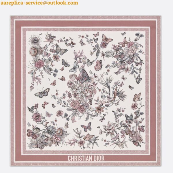 Replica Dior Toile de Jouy Mexico 90 Square Scarf in Pink and White Silk 6
