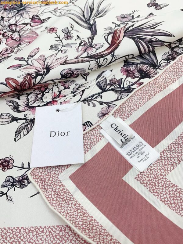 Replica Dior Toile de Jouy Mexico 90 Square Scarf in Pink and White Silk 7