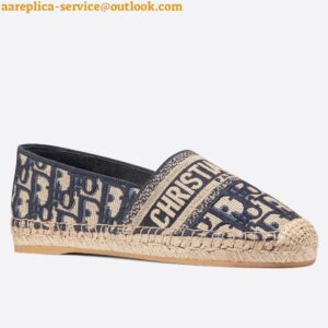 Replica Dior Granville Espadrilles In Blue Oblique Embroidered Cotton