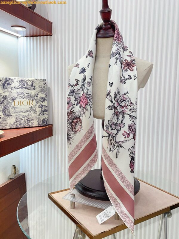 Replica Dior Toile de Jouy Mexico 90 Square Scarf in Pink and White Silk 8