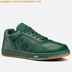 Replica Dior Men's B27 World Tour Sneakers In Green Leather 2