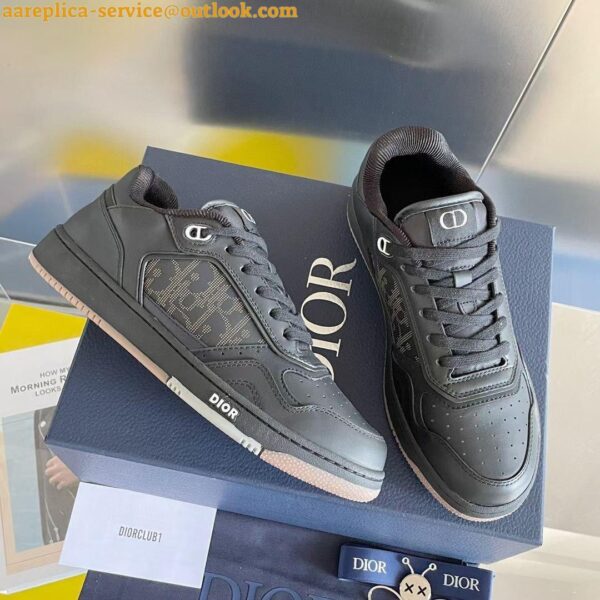 Replica Dior Men's B27 World Tour Sneakers In Black Leather 12