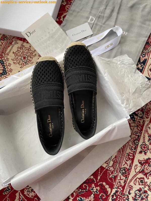 Replica Dior Granville Espadrilles In Black Mesh Embroidery 16