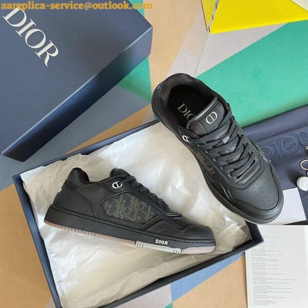 Replica Dior Men's B27 World Tour Sneakers In Black Leather 14