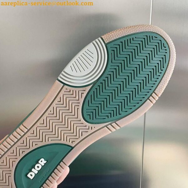 Replica Dior Men's B27 World Tour Sneakers In Green Leather 8