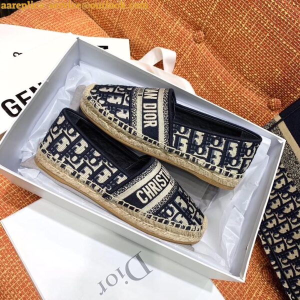 Replica Dior Granville Espadrilles In Blue Oblique Embroidered Cotton 14