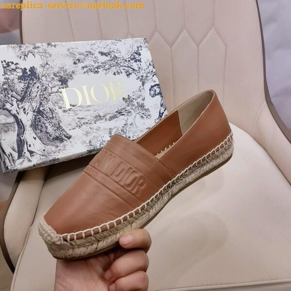 Replica Dior Granville Espadrilles In Brown Embossed Lambskin 7