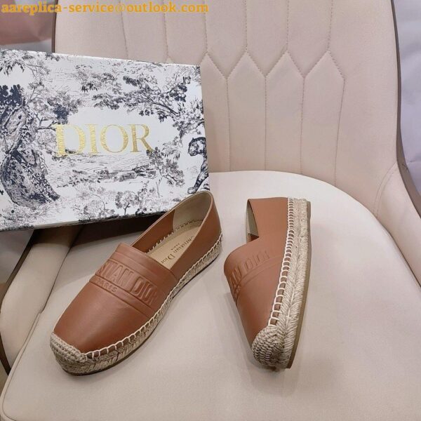 Replica Dior Granville Espadrilles In Brown Embossed Lambskin 9