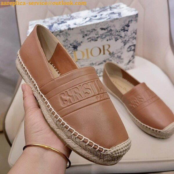 Replica Dior Granville Espadrilles In Brown Embossed Lambskin 11