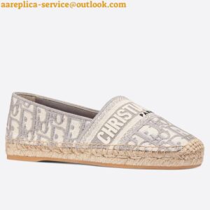 Replica Dior Granville Espadrilles In Grey Oblique Embroidered Cotton 2