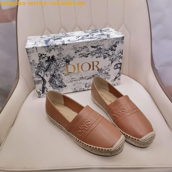 Replica Dior Granville Espadrilles In Brown Embossed Lambskin 13