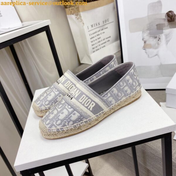 Replica Dior Granville Espadrilles In Grey Oblique Embroidered Cotton 6