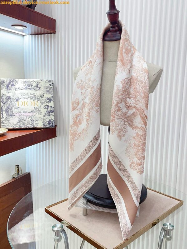 Replica Dior Toile de Jouy Sauvage 90 Square Scarf in Pink Silk Twill 5