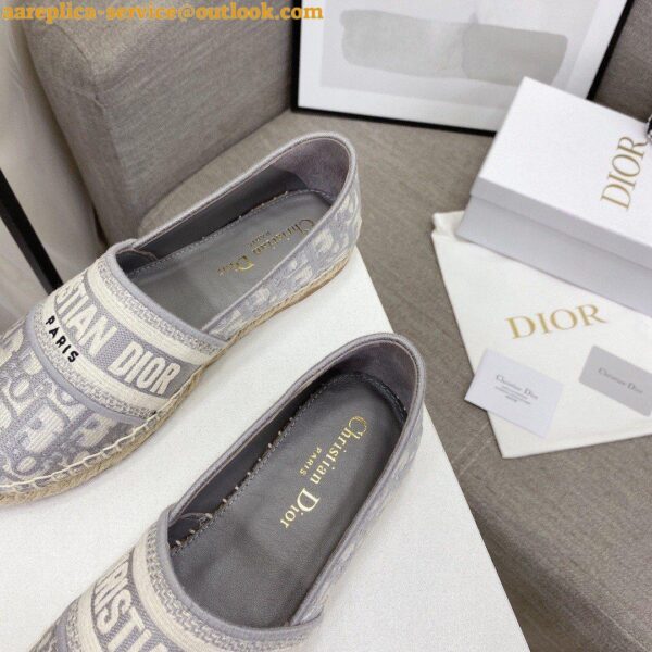 Replica Dior Granville Espadrilles In Grey Oblique Embroidered Cotton 8