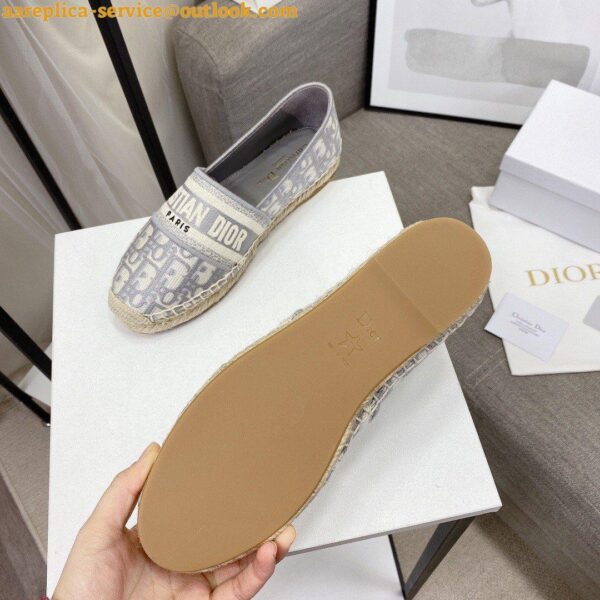 Replica Dior Granville Espadrilles In Grey Oblique Embroidered Cotton 9