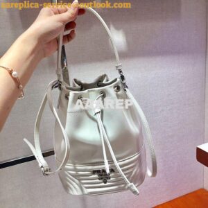 Replica Prada Leather Diagrammed Bucket bag 1bh038 White