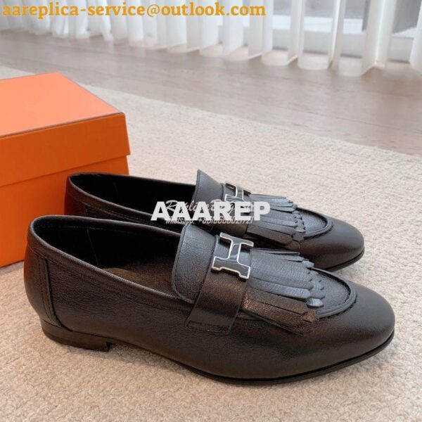 Replica Hermes Royal Loafer Goatskin With Fringe Tone-On-Tone Lacquere 8