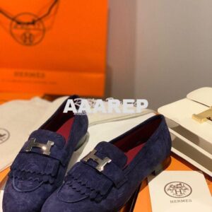 Replica Hermes Royal Loafer in Suede Goatskin H192203Z Blue 2