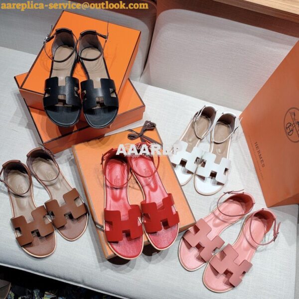 Replica Hermes Santorini Sandal in Calf Leather 3