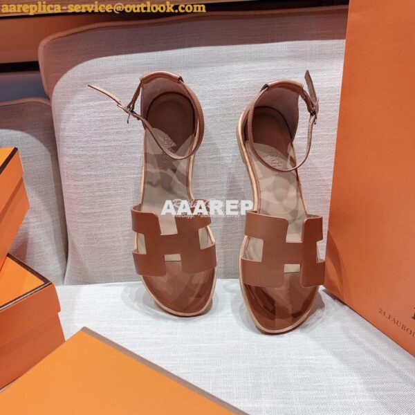 Replica Hermes Santorini Sandal in Calf Leather 6