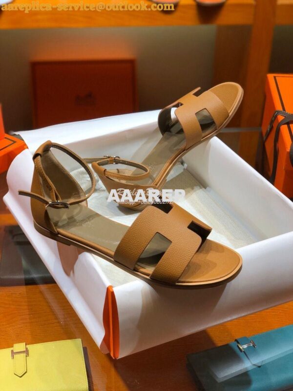 Replica Hermes Santorini Sandal in Epsom Leather part 1 12