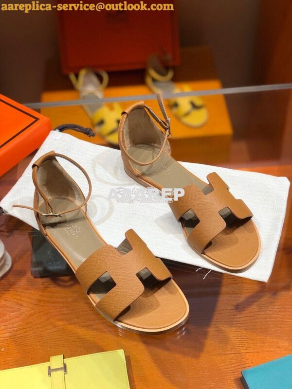 Replica Hermes Santorini Sandal in Epsom Leather part 1 14