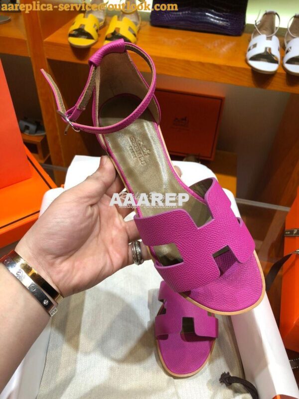 Replica Hermes Santorini Sandal in Epsom Leather part 2 4