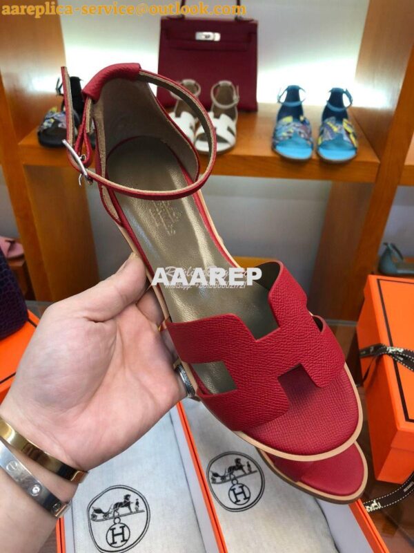 Replica Hermes Santorini Sandal in Epsom Leather part 2 22