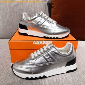 Replica Hermes Sneakers Trail Male/ Female H191168 Metallize Silver