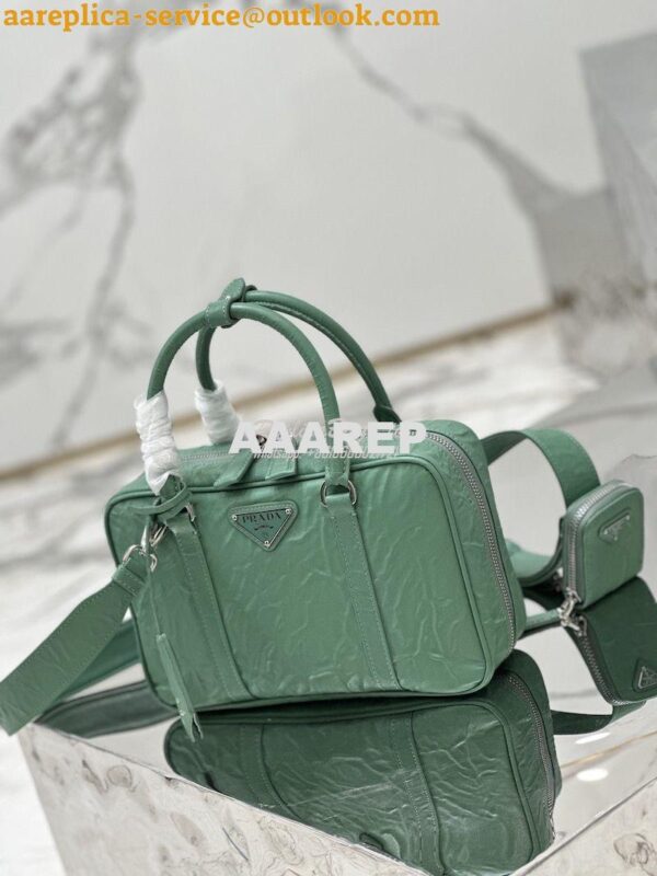 Replica Prada Medium Antique Nappa Leather Top Handle Bag 1BB092 Sage 4