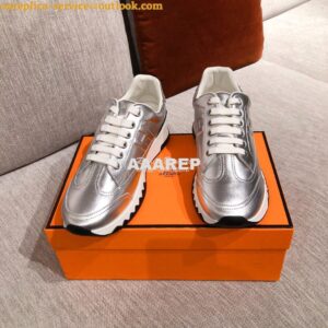 Replica Hermes Sneakers Trail Male/ Female H191168 Metallize Silver 2