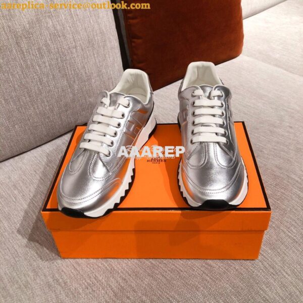 Replica Hermes Sneakers Trail Male/ Female H191168 Metallize Silver 4