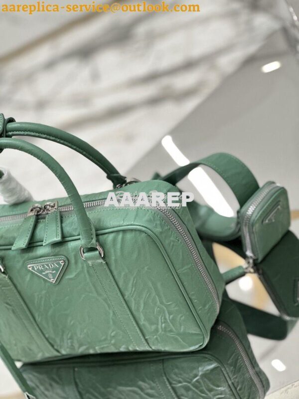 Replica Prada Medium Antique Nappa Leather Top Handle Bag 1BB092 Sage 9