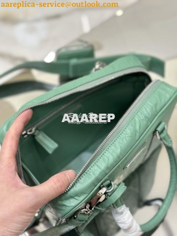 Replica Prada Medium Antique Nappa Leather Top Handle Bag 1BB092 Sage 12