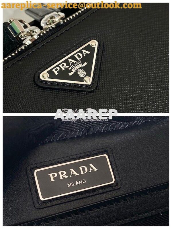 Replica Prada Medium Brique Saffiano Leather Bag 2VH069 Black 10