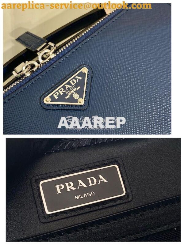 Replica Prada Medium Brique Saffiano Leather Bag 2VH069 Bluette 9