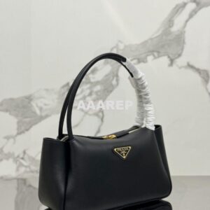 Replica Prada Medium leather handbag 1BA444 Black 2