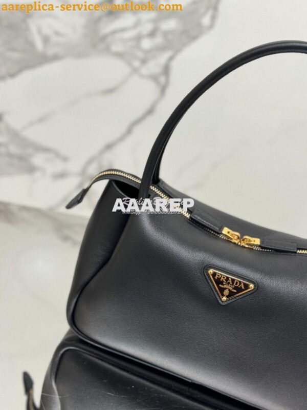 Replica Prada Medium leather handbag 1BA444 Black 5